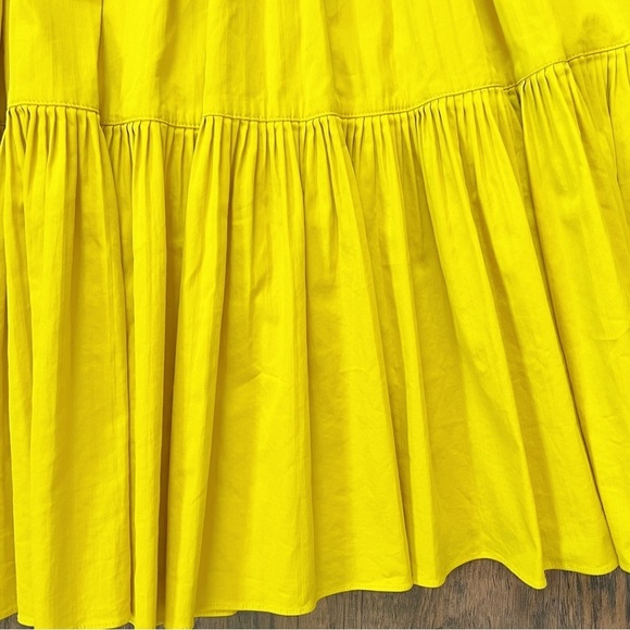 Kate Spade • Poplin Ruffle Tiered Dress mustard yellow gold cotton maxi midi - Picture 8 of 14